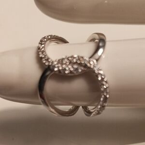 Sterling Silver 925 NVC Crystal Interlocking Ring Size 7 NWOT
